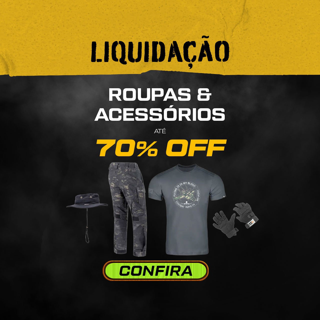 LIQUIDAÇÃO - Roupas & Acessórios, até 70% OFF