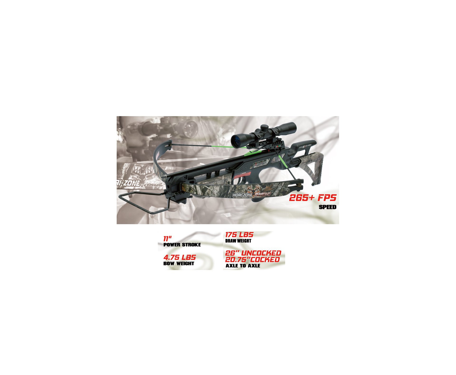 Besta balestra Recurva RAGE-X 175 Libras + Luneta 4x32 + KIT - Artemis by Hori-zone