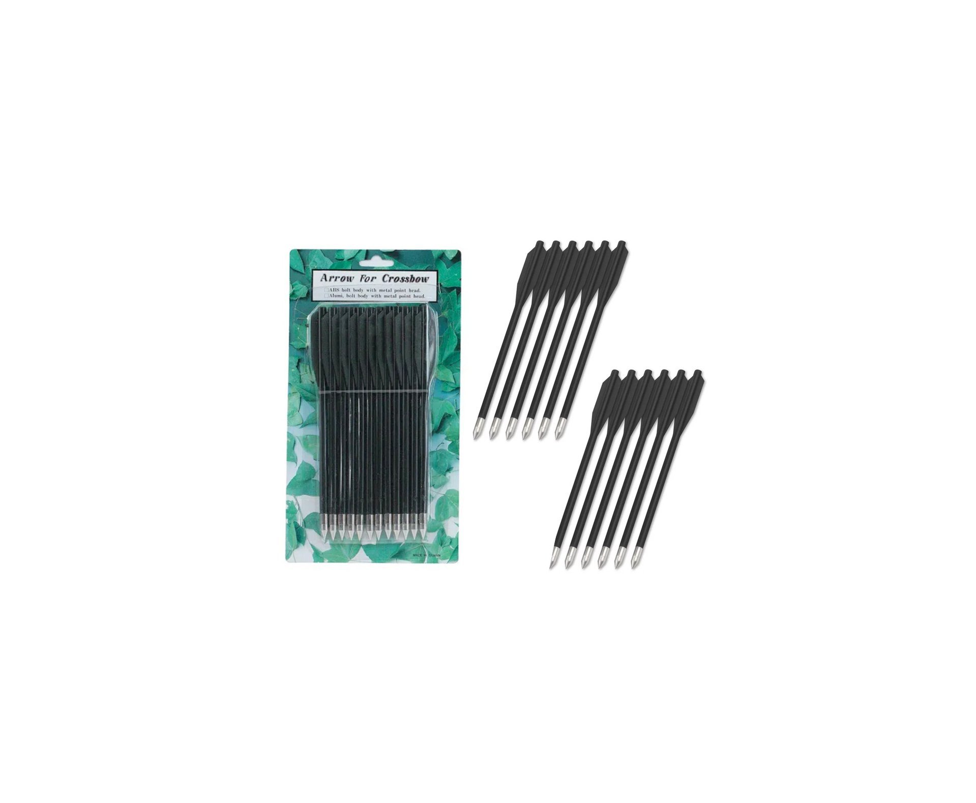 Kit Com 12 Flechas Plásticas Para Balestra Pistola 50 - 80 libras - Preta - Man Kung