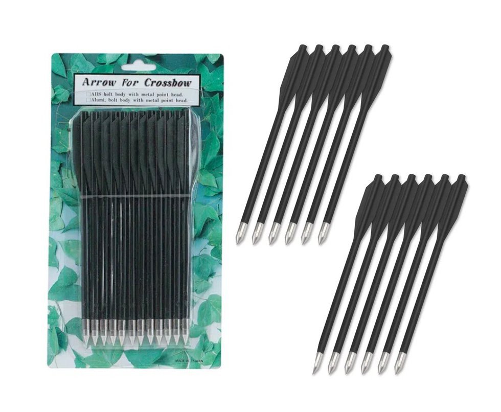 Kit Com 12 Flechas Plásticas Para Balestra Pistola 50 - 80 libras - Preta - Man Kung