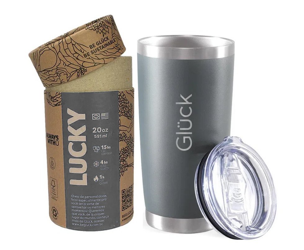 Copo Térmico Para Cerveja Lucky 591ml Inox Titanium - Gluck
