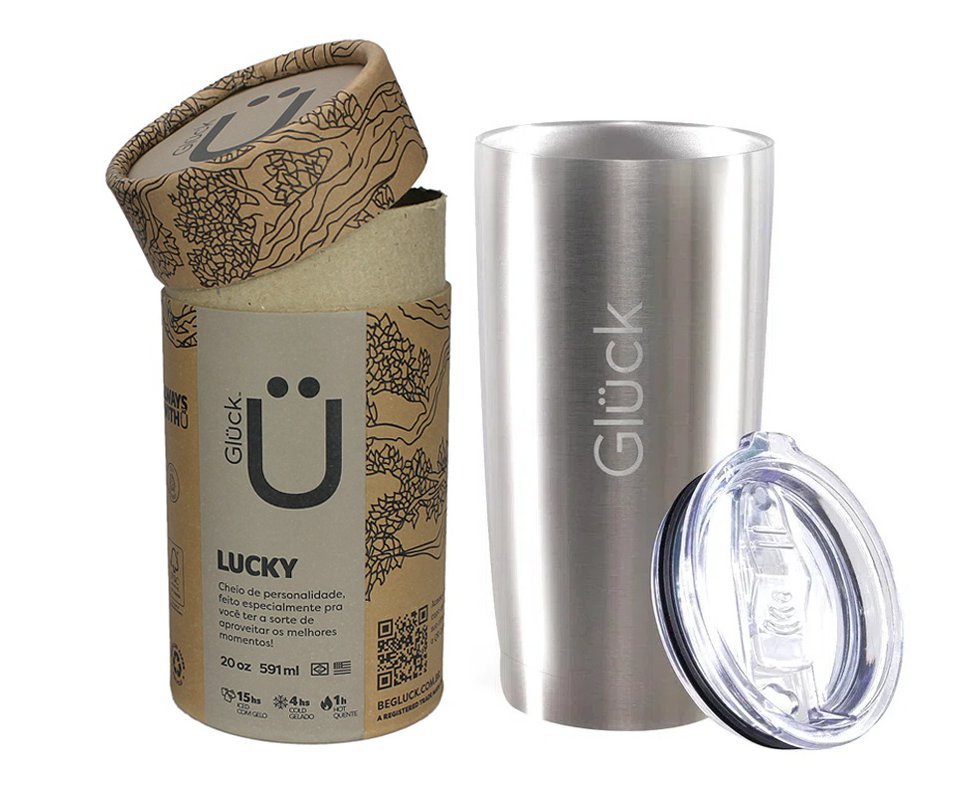 Copo Térmico Para Cerveja Lucky 591ml Inox Silver Steel - Gluck