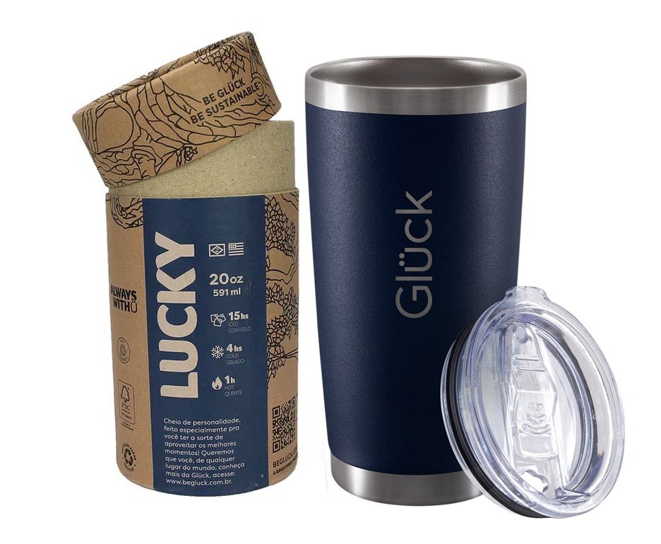 Copo Térmico Para Cerveja Lucky 591ml Inox Night Blue - Gluck