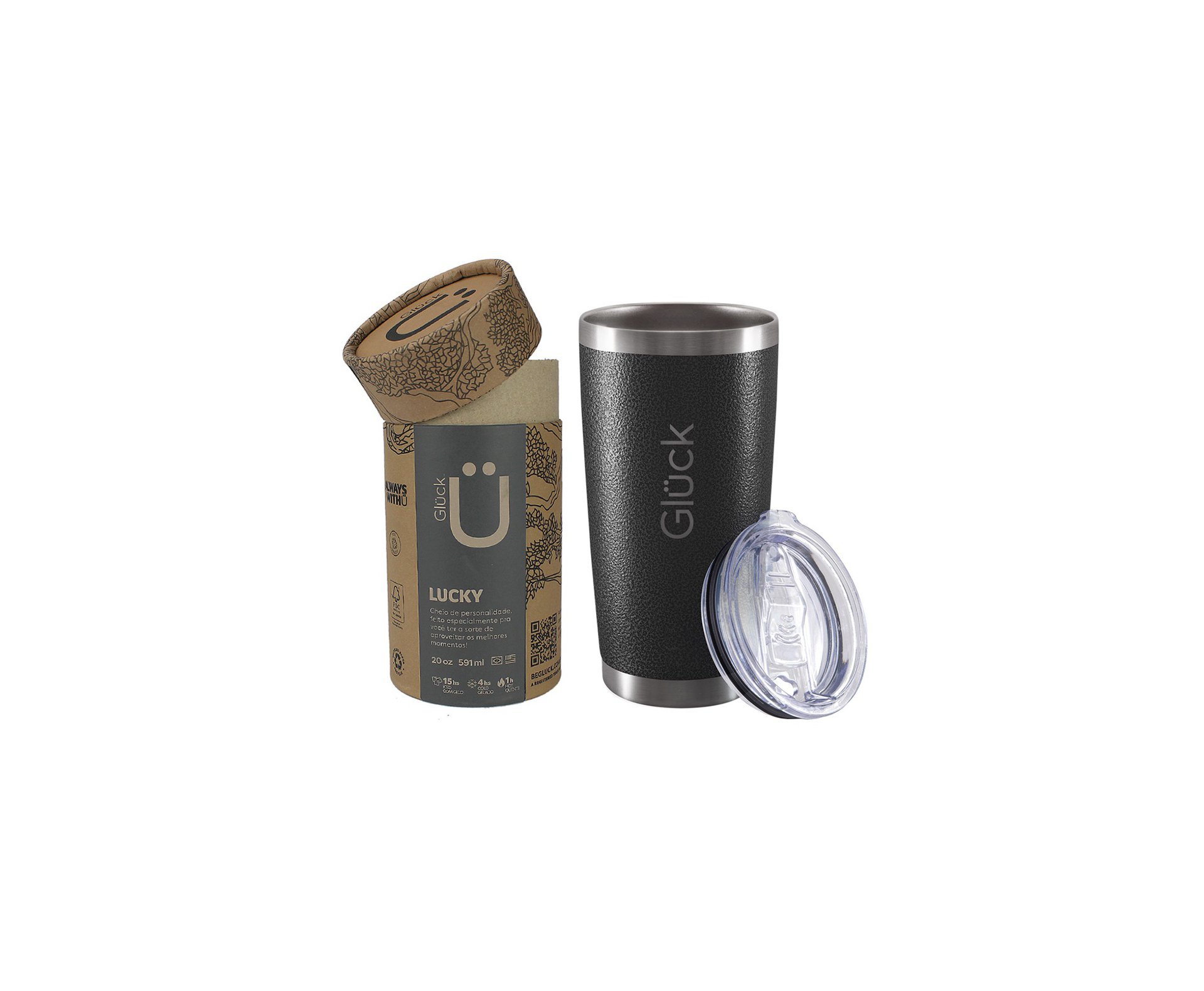 Copo Térmico Para Cerveja Lucky 591ml Inox Hammer Black - Gluck