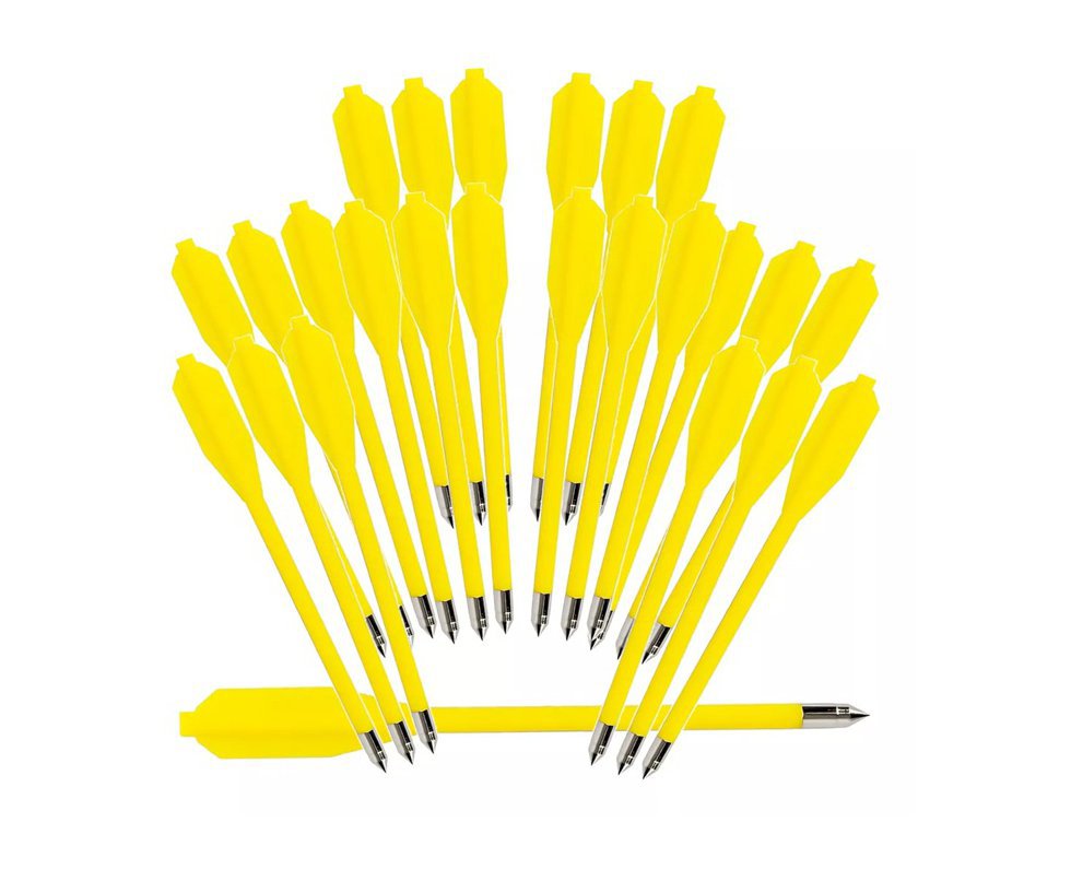 Kit 12 Setas De Plastico Para Besta / Balestra - Ponteira Metal - 6,5" - Amarela