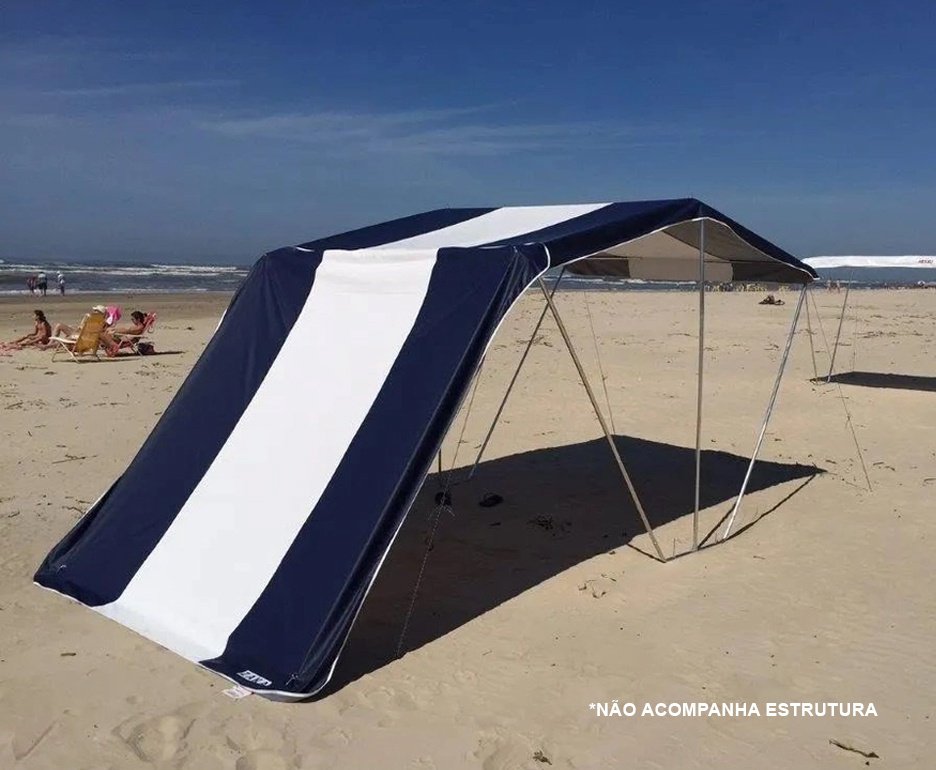 Fechamento Lateral Para Tenda Zaka Poseidon Branco Com Laterais Azul Marinho 230 X 230cm