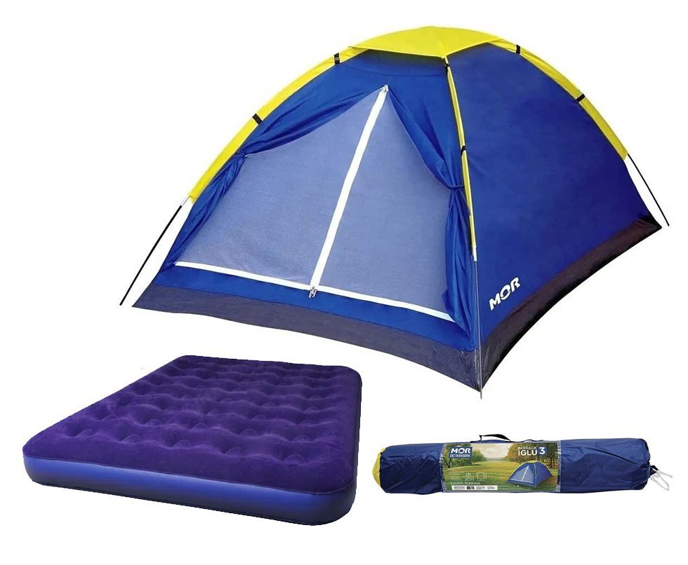 Barraca Camping Iglu 3 Pessoas - Mor + 01 Colchão Casal