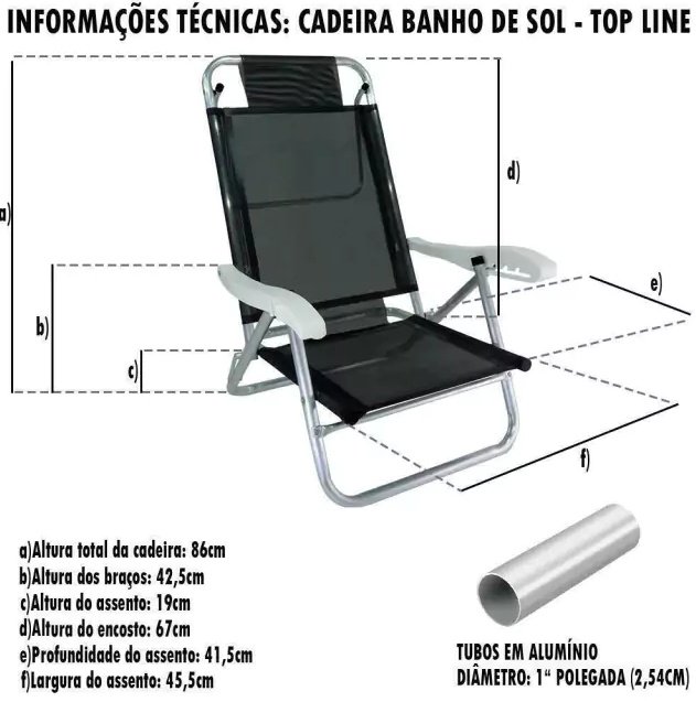 Cadeira Reclinável Zaka em alumínio 5 posições Infinita Up Laranja