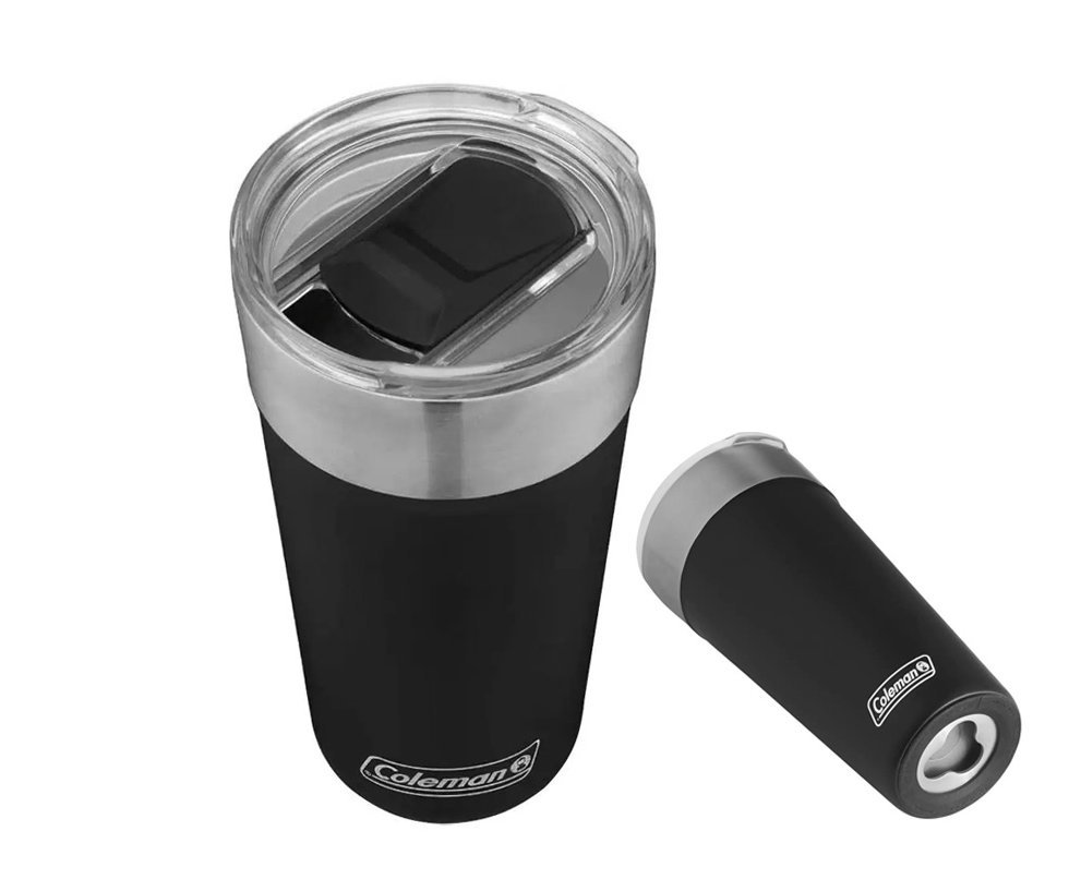 Copo Térmico para Cerveja Coleman Tumbler Inox Com Tampa e Abridor 600ml Preto