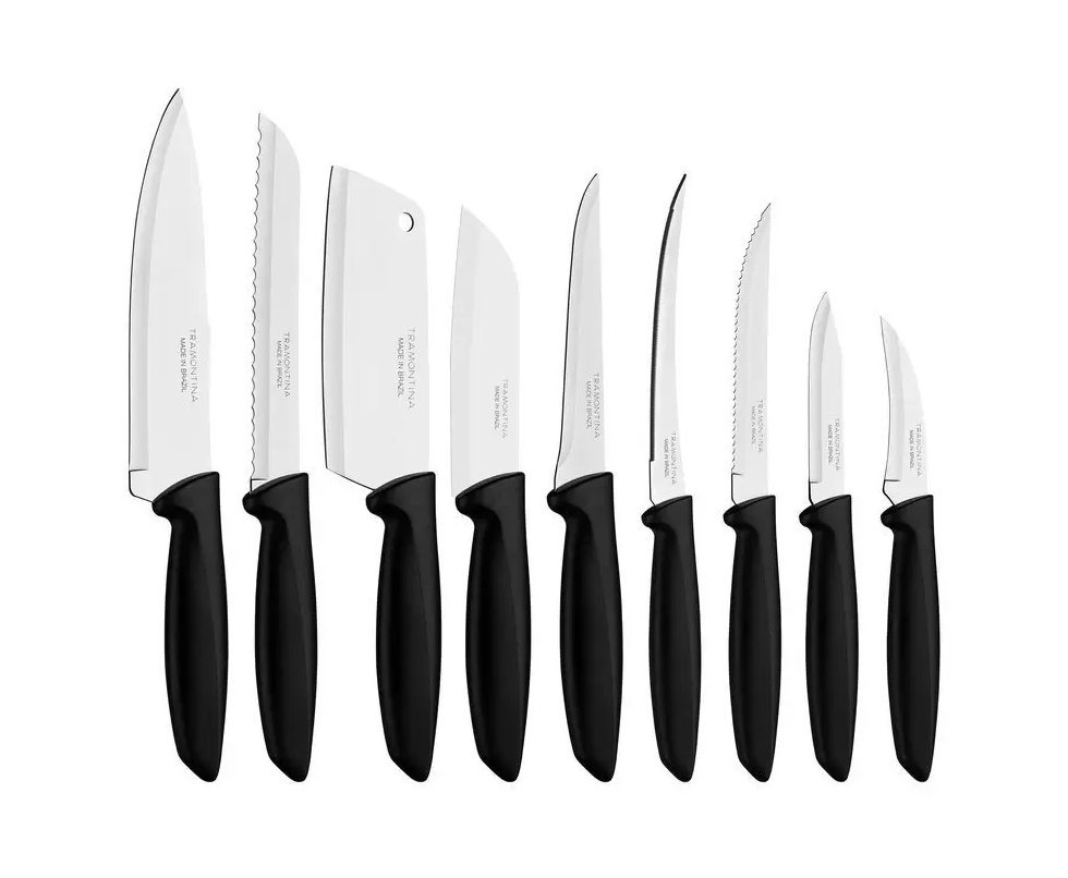 Jogo de Facas Tramontina Plenus 9pçs Lâminas de Aço Inox e Cabo de Polipropileno