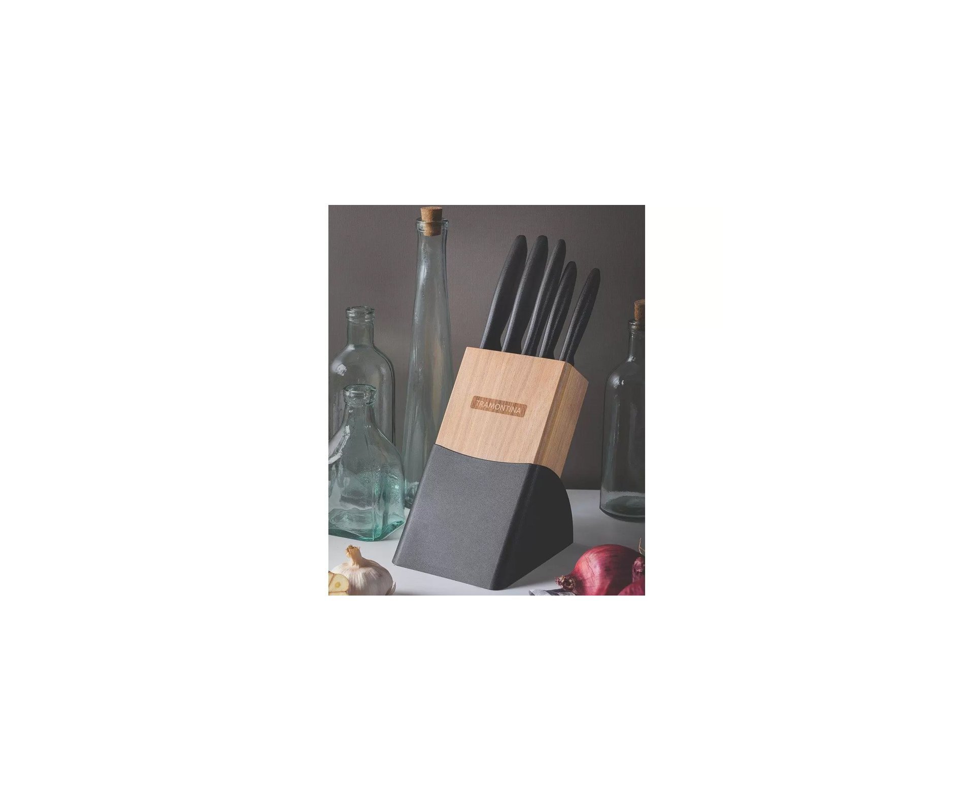 Jogo de Faca 6 Peças Plenus Preto - Sortidos C/ Laminas de Aço Inox e Cabo de Polipropileno - Tramontina