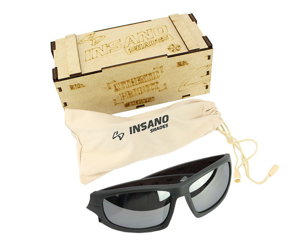 Óculos Insano Shades com Armação Grafite/Marrom - Lente Prata