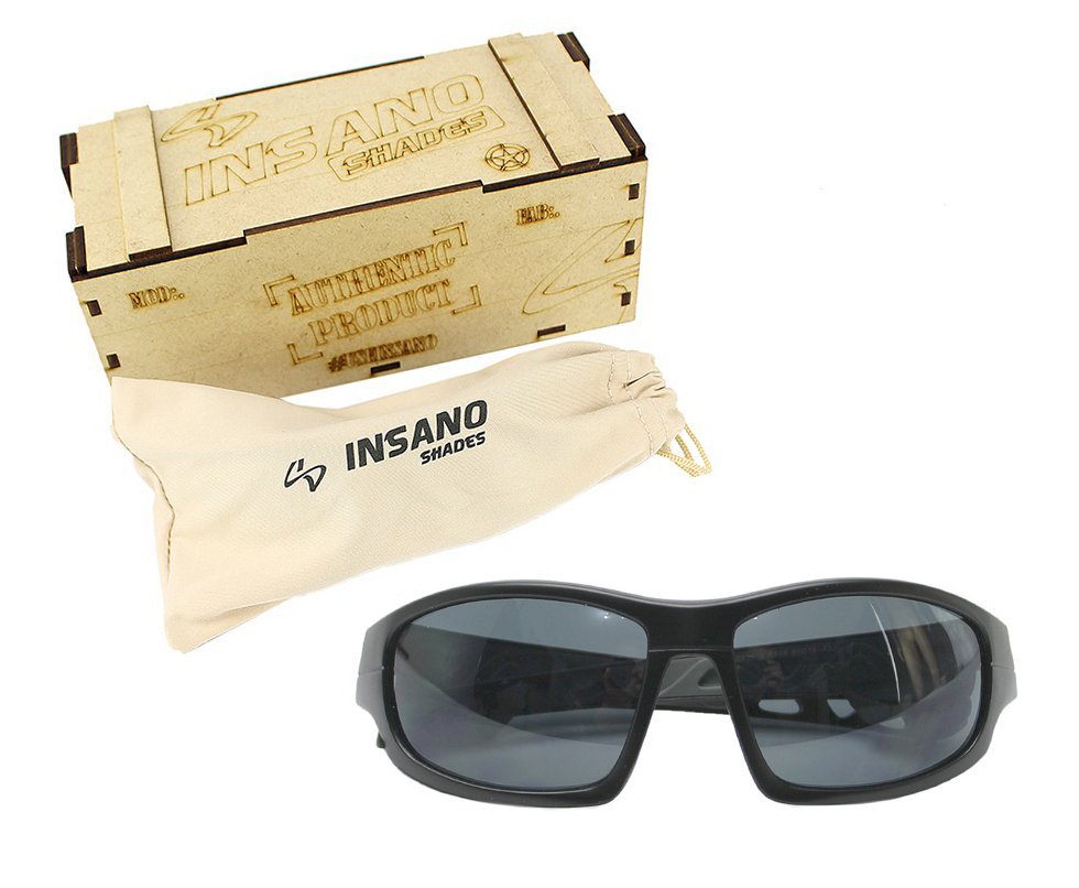 Óculos Balistico com Armação 20543-C123 Preto Fosco - Lente Preta - Insano Shades