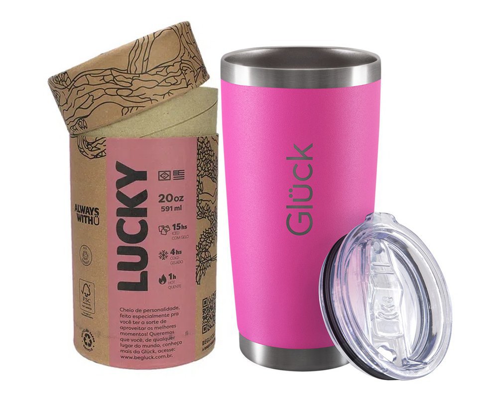 Copo Térmico Para Cerveja Lucky 591ml Inox Gum Pink - Gluck
