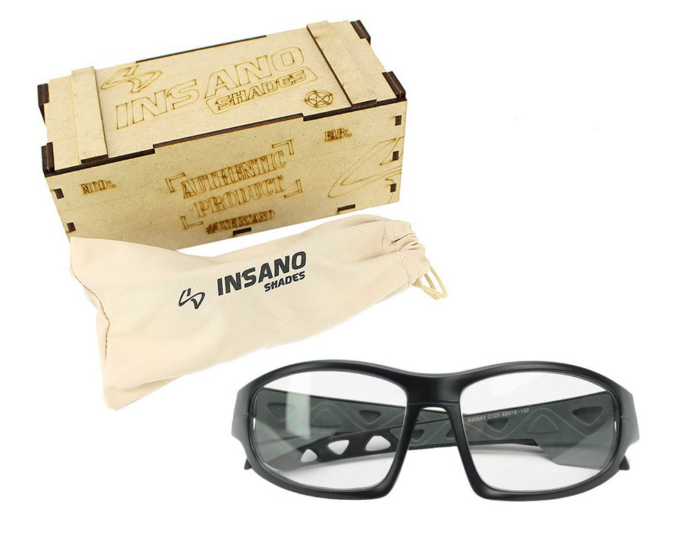 Óculos Balístico com Armação Preto Fosco - Lente Transparente 01- Insano Shades Armação