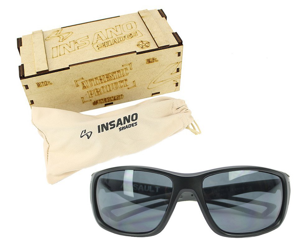 Óculos Balístico com Armação Preto Fosco - LentePreta 20545 - C123- Insano Shades Armação