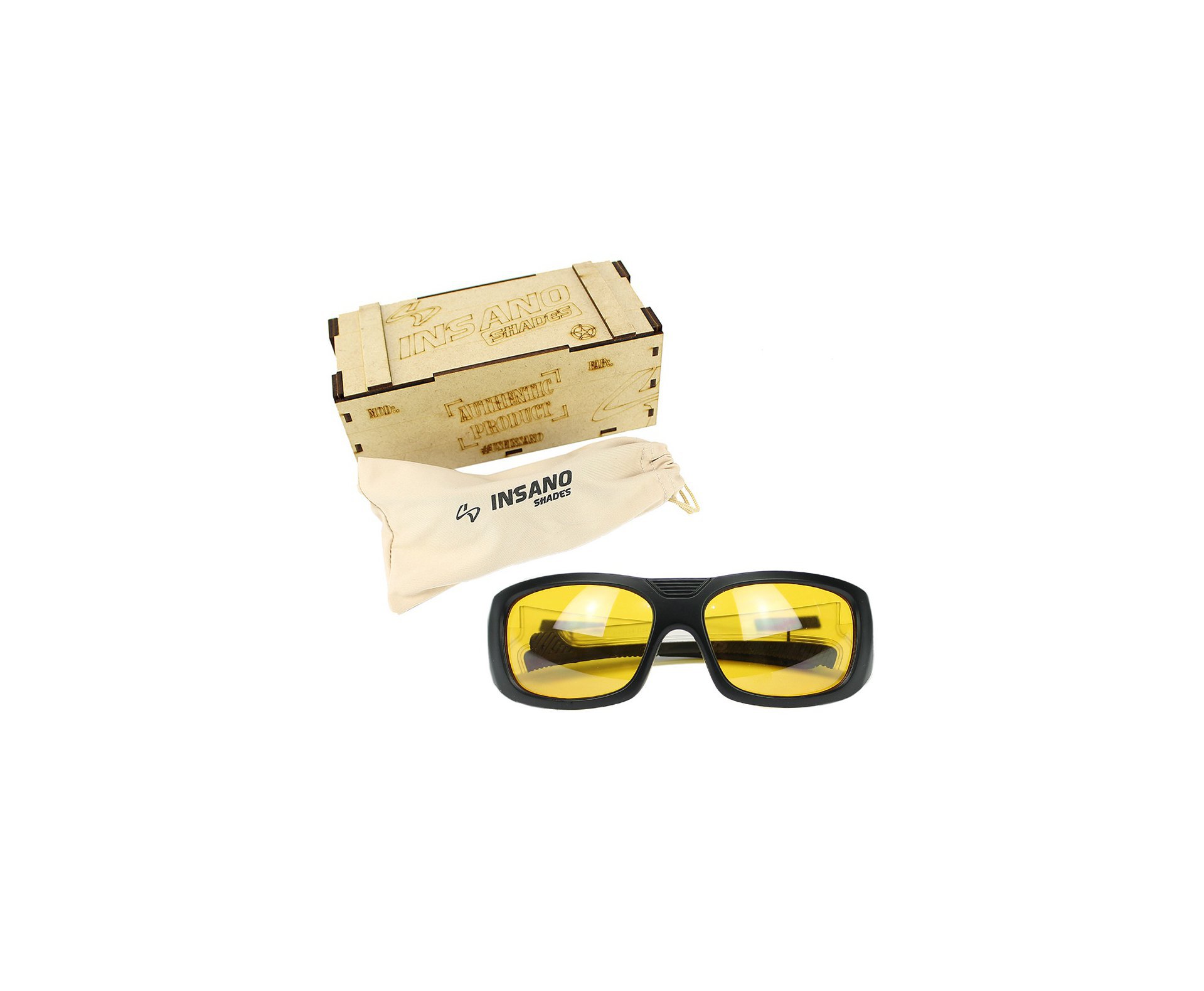 Óculos Balístico com Armação Preto/Transparente - LenteAmarela 20534 - C345 - Insano Shades