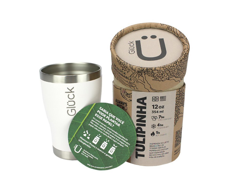 Copo Termico Tulipinha 354 ml Off White Gluck
