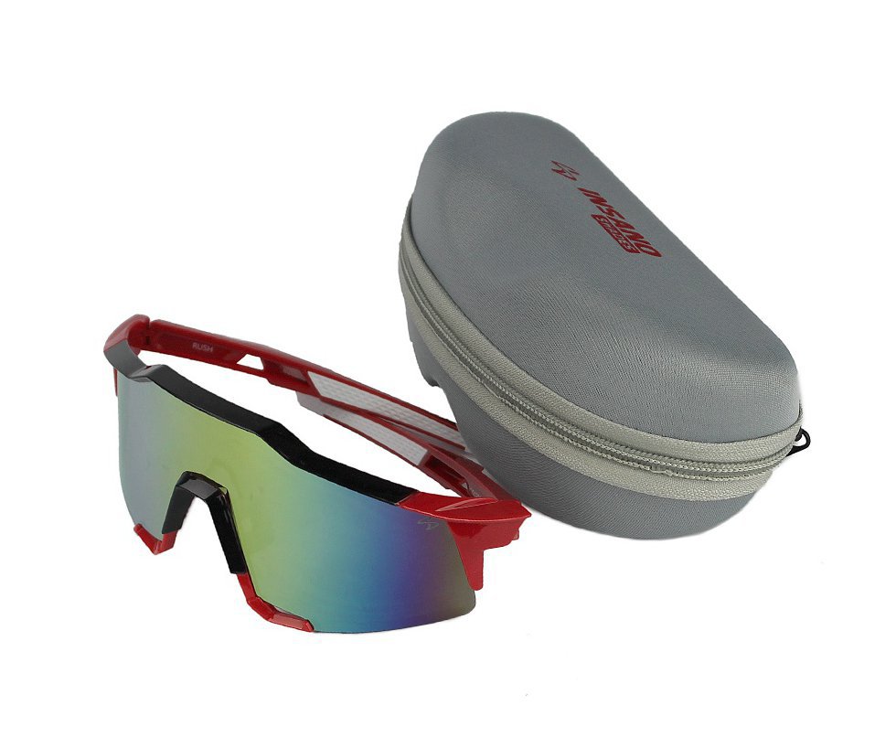 Óculos Bike Ciclista Rush Armação Vermelho/Preto - Lente Azul Insano Shades