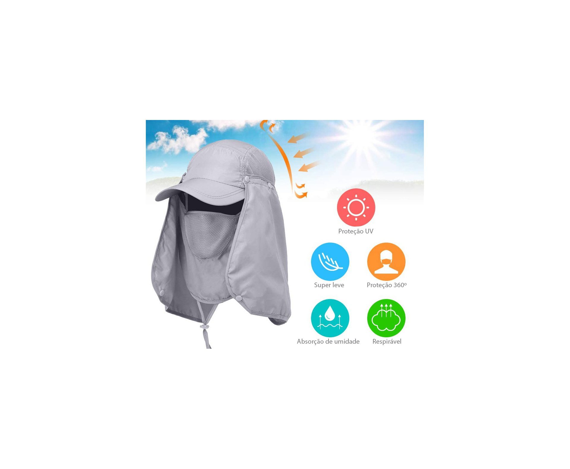Bone Legionário Echo Life Com Mascara Proteção UV 40 Caqui