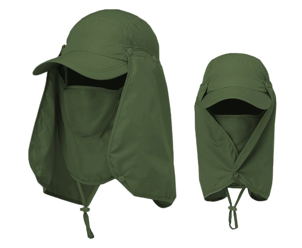 Bone Legionário pesca, trilha com Mascara Proteção UV 40 Verde Militar Echo Life