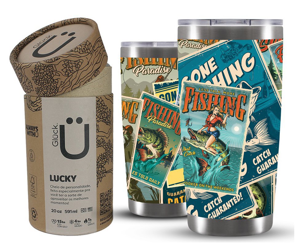 Copo Térmico Gluck Para Cerveja Lucky Future Cards 591ml