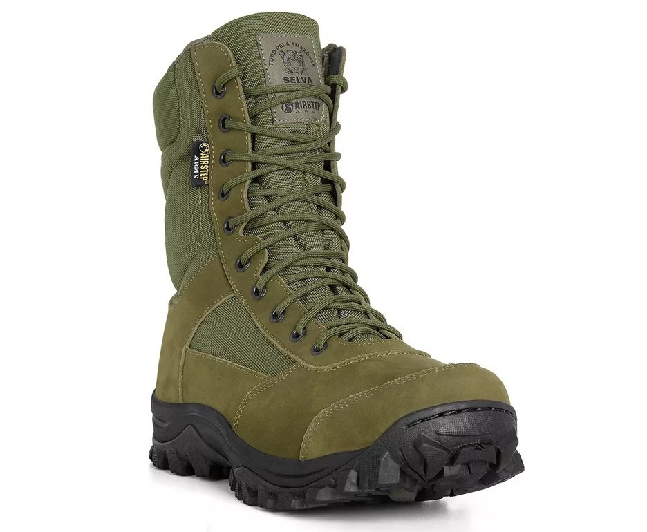 Bota Tática Airstep Lightness Confort 8627-99 Cordura/Couro Hidrofugado Jungle Gren