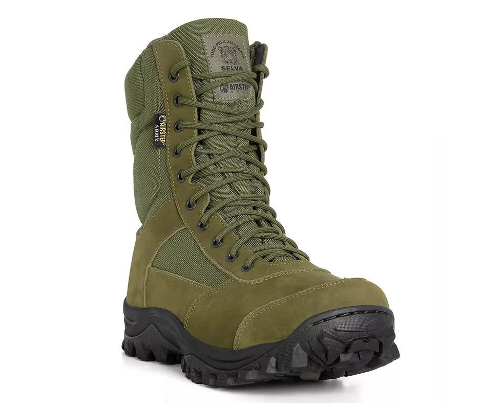 Bota Tática Airstep Lightness Confort 8627-99 Cordura/Couro Hidrofugado Jungle Gren