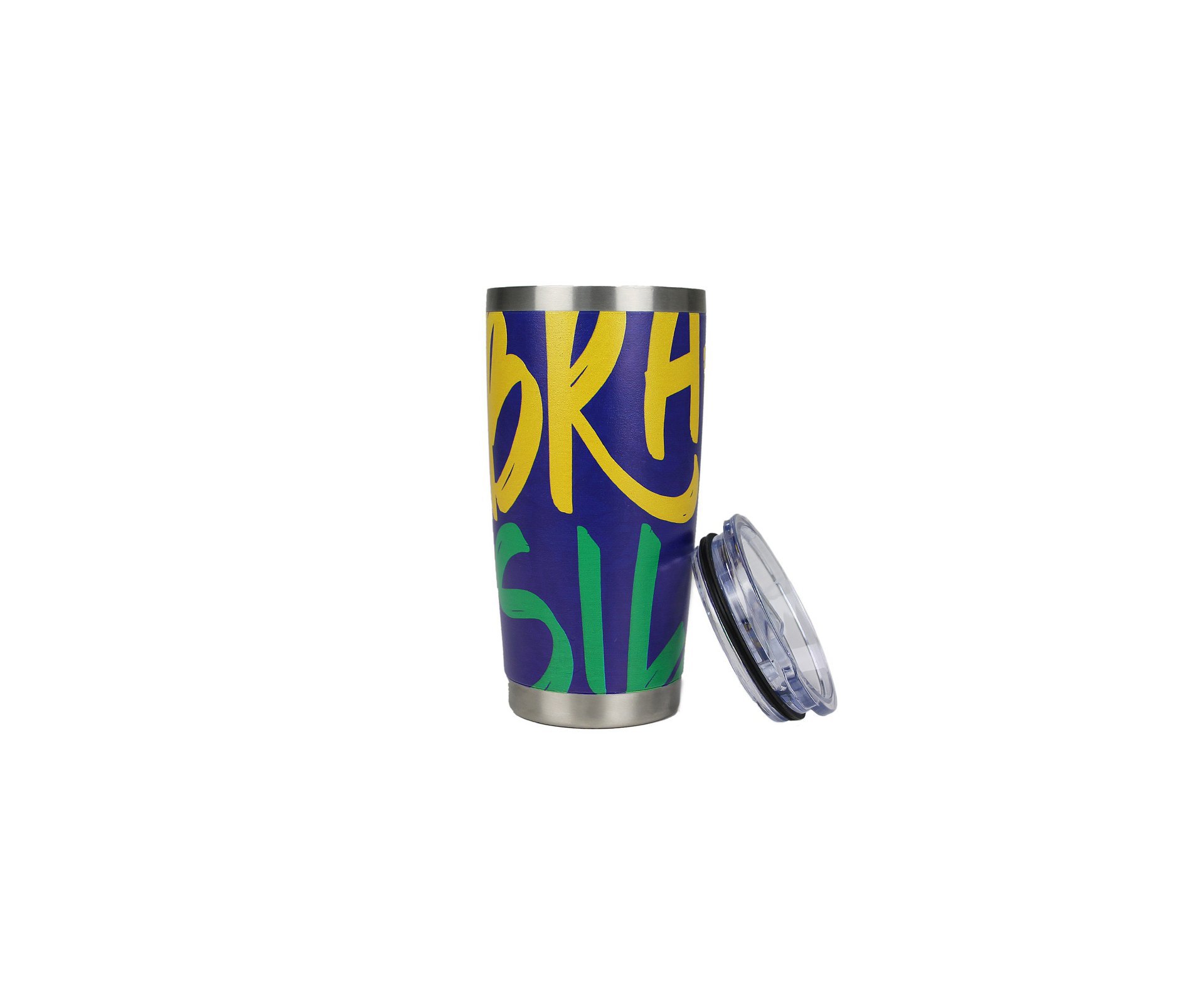 Copo Térmico Para Cerveja Gluck Lucky Future Brasil Verde Amarelo 591ml Inox bra.07