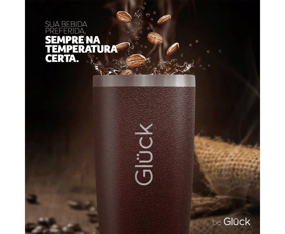 Copo Térmico Gluck Sleek Future Brasil Flork Simpatico em Aço Inox 473ml