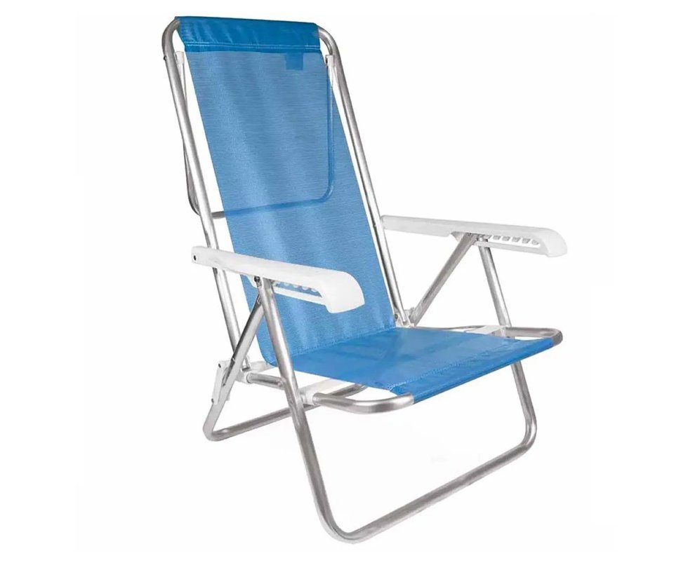 Cadeira Praia Reclinável  Alumínio 8 Posições Azul - MOR