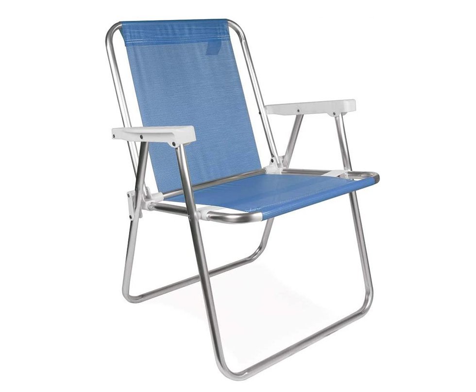 Cadeira Alta Sannet Alumínio praia, pesca e camping Azul - Mor