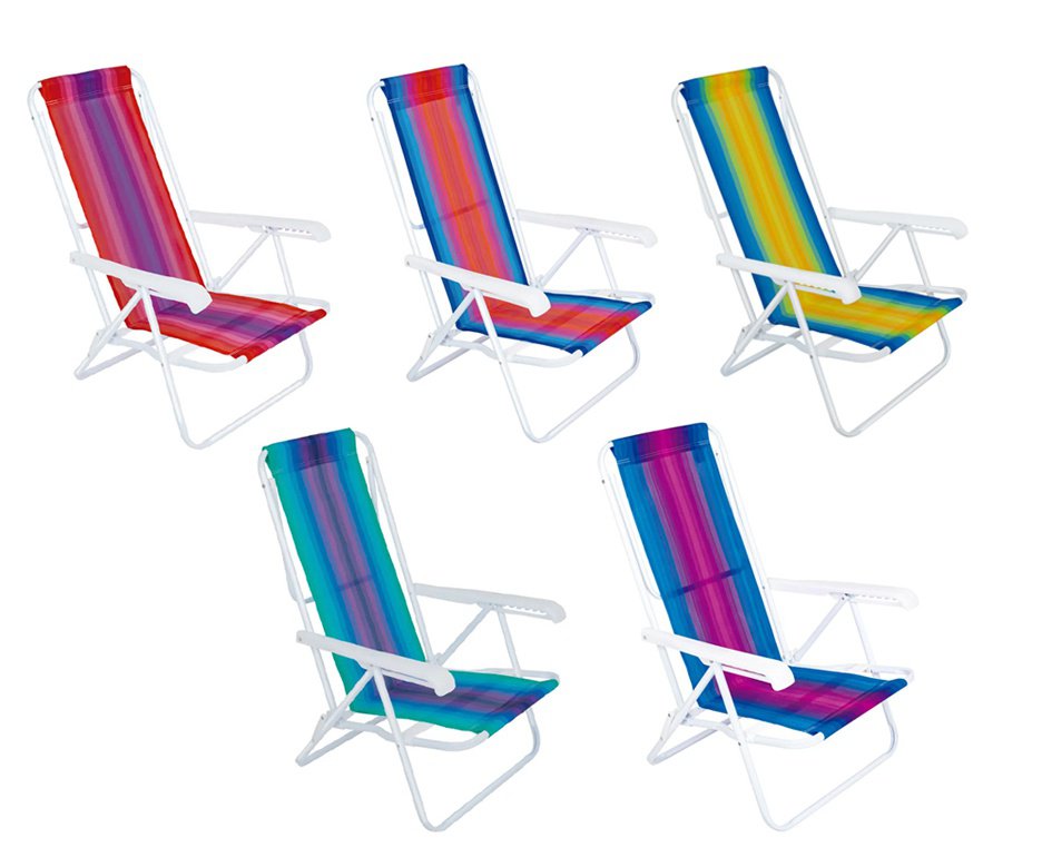 Cadeira de praia Reclinável 8 posições Cores Sortidas - MOR
