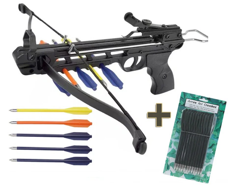 Besta/balestra Recurvo Curta 50 Lbs Mk-50A2/5PL corpo Alumínio - ManKung + Kit Com 12 Flechas