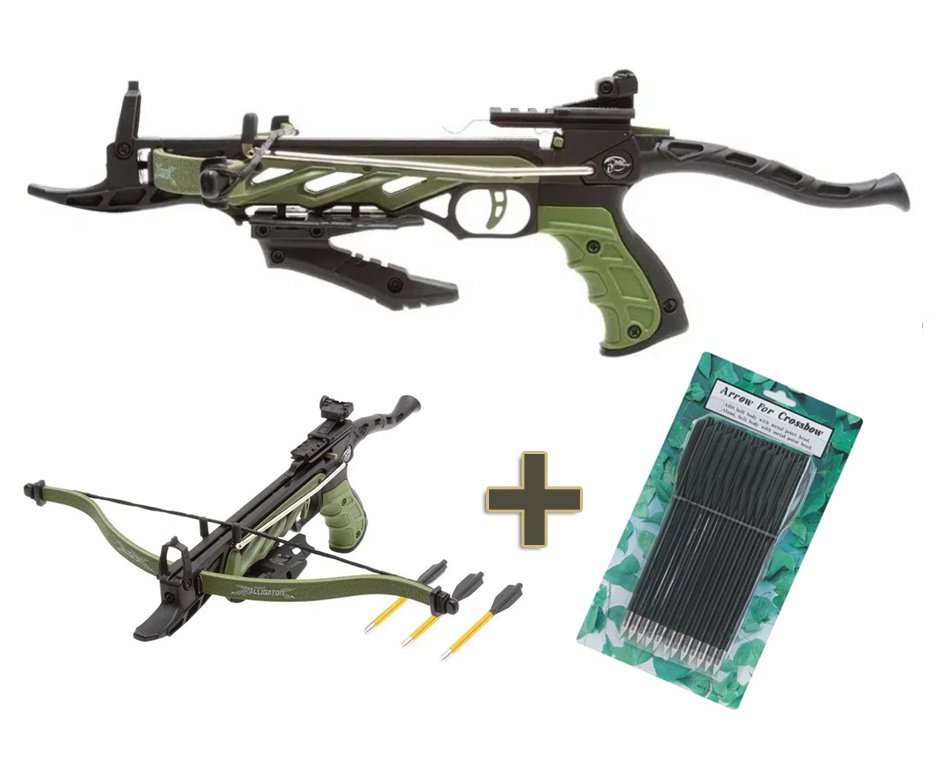 Balestra Besta MK-TCS1-G Alligator 80 Libras Verde - Man kung + Kit 12 Flechas