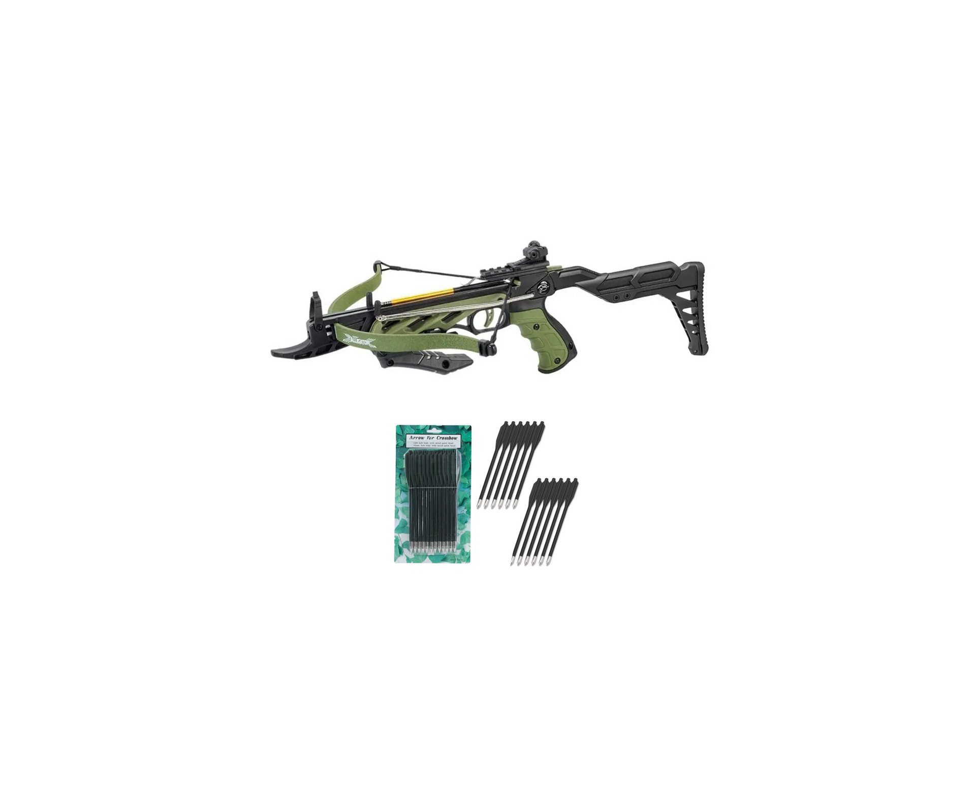 Besta balestra Recurvo Pistola Alligator TCS2- G 80 Lbs - Man Kung + Kit 12 Flechas