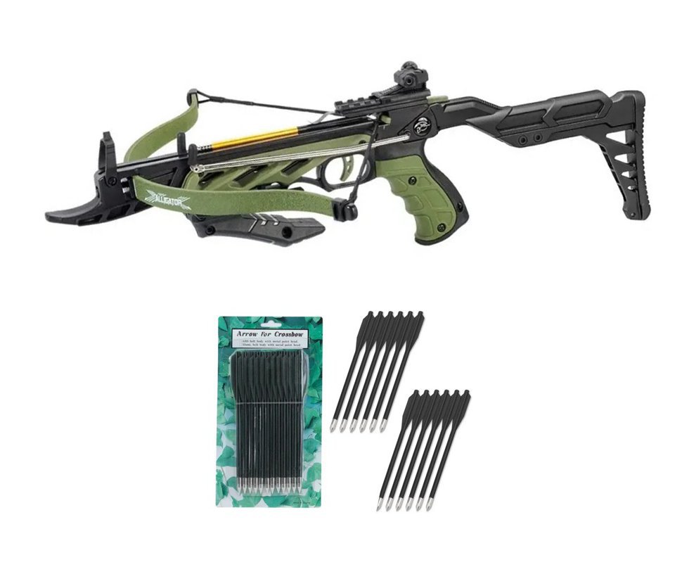 Besta balestra Recurvo Pistola Alligator TCS2- G 80 Lbs - Man Kung + Kit 12 Flechas