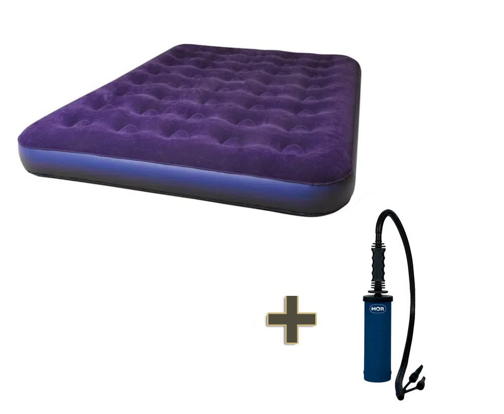 Colchão Inflável Multiuso Casal camping - Mor + Inflador Manual Dupla Ação para inflaveis - Mor