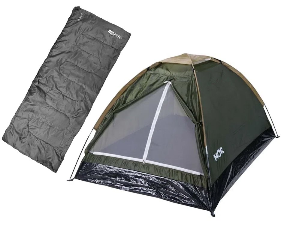 Barraca Iglu 2 Pessoas + Saco dormir Bugy solteiro Camping NKT 8°C e 15°C Preto