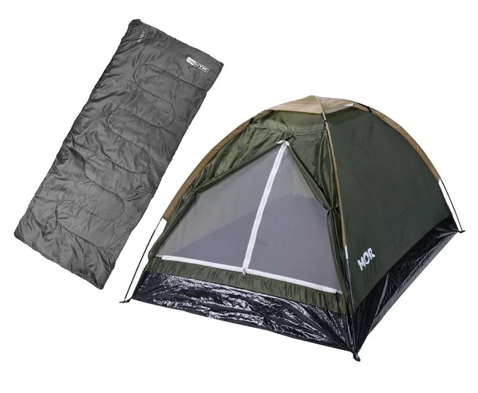 Barraca Iglu 2 Pessoas + Saco dormir Bugy solteiro Camping NKT 8°C e 15°C Preto