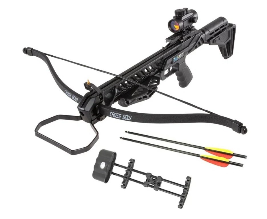 Kit Besta Balestra Premium Recurva Mk-XB27BK 175 Lbs + Red Dot + Kit 6 Flechas + Ponteiras de Caça