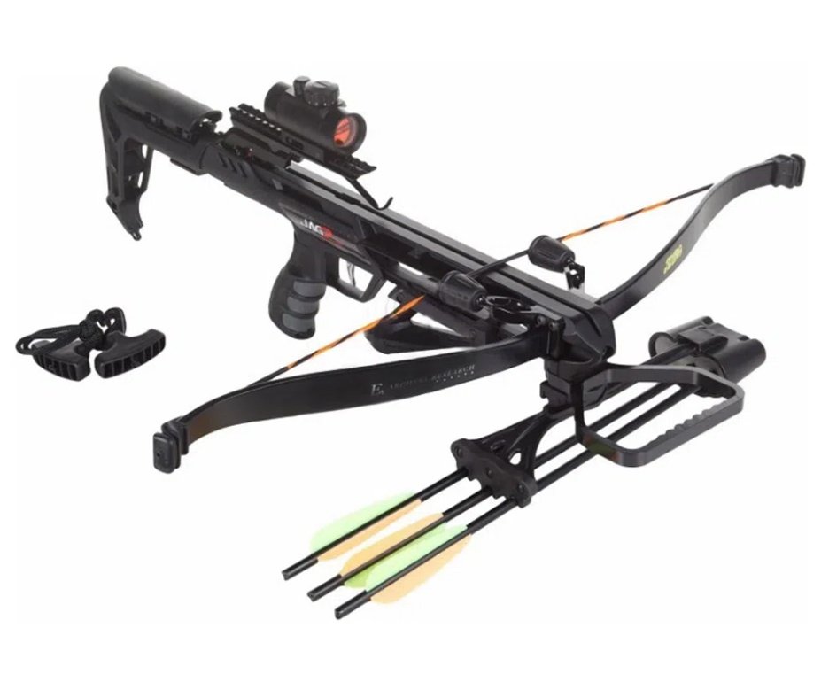 Besta/Balestra Recurva KIT Jaguar II PRO XBOW 175LB + Kit 6 Flechas + Ponteiras para Caça