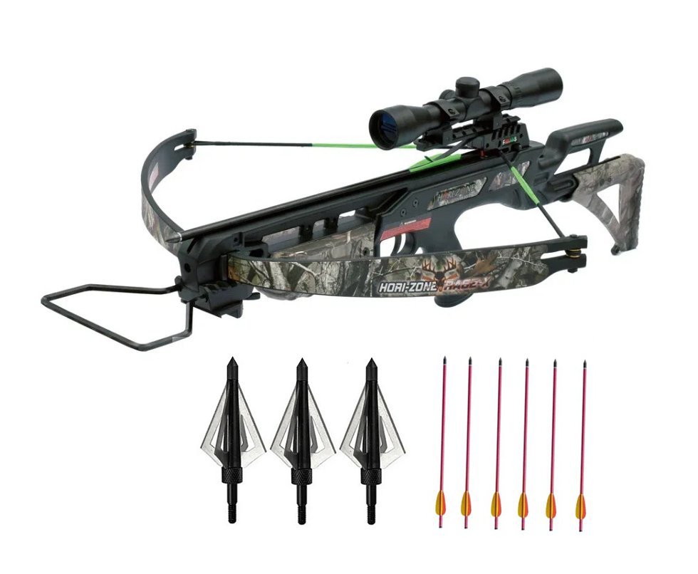 Besta balestra Recurva RAGE-X 175 Libras + Luneta 4x32 + Kit 6 Flechas + Ponteiras para Caça