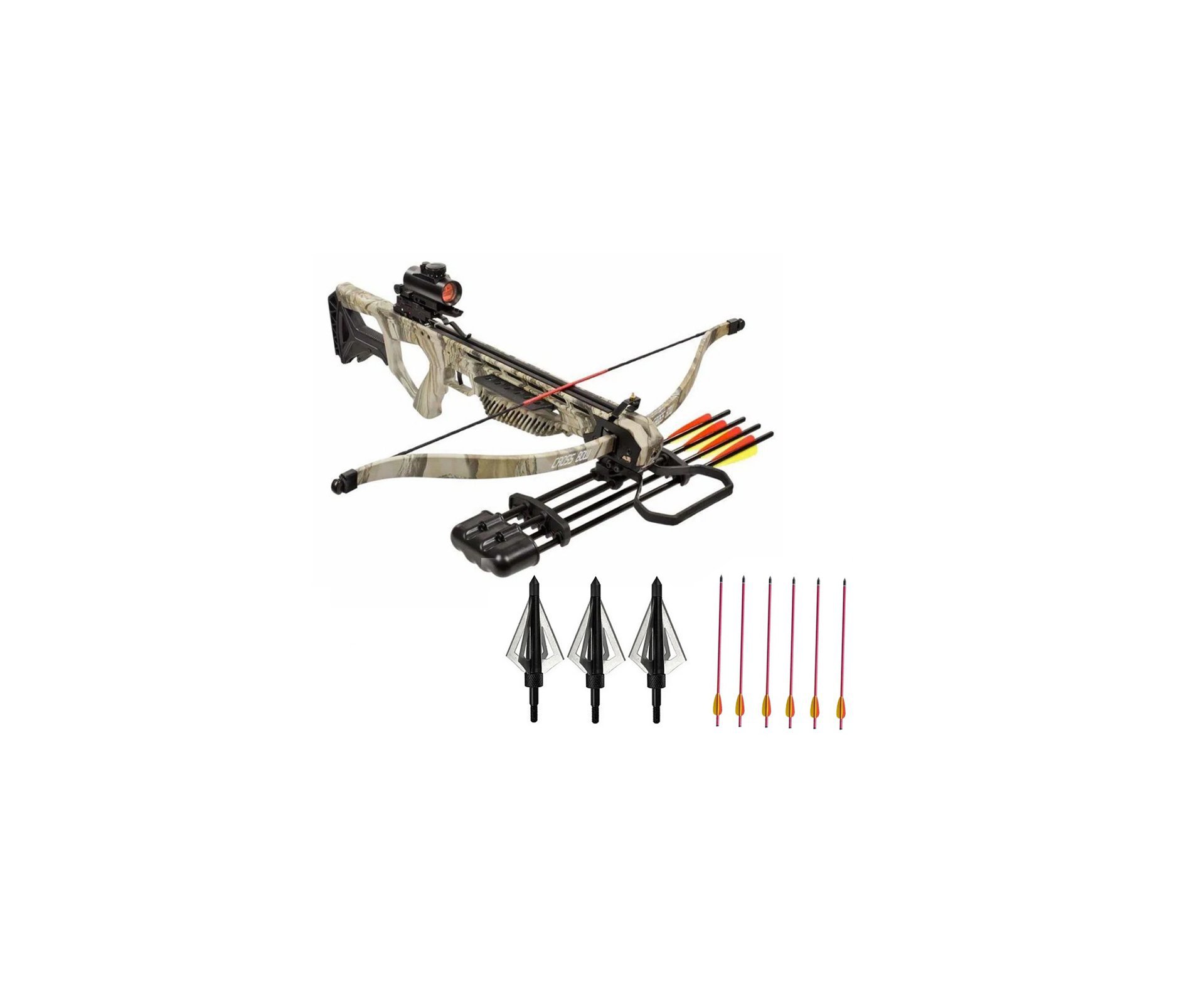 Besta / Balestra Recurva MK-XB25 GODC CAMU 175 LBS + Kit 6 Flechas + Ponteiras para Caça