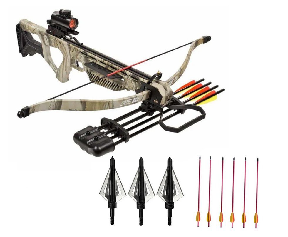 Besta / Balestra Recurva MK-XB25 GODC CAMU 175 LBS + Kit 6 Flechas + Ponteiras para Caça