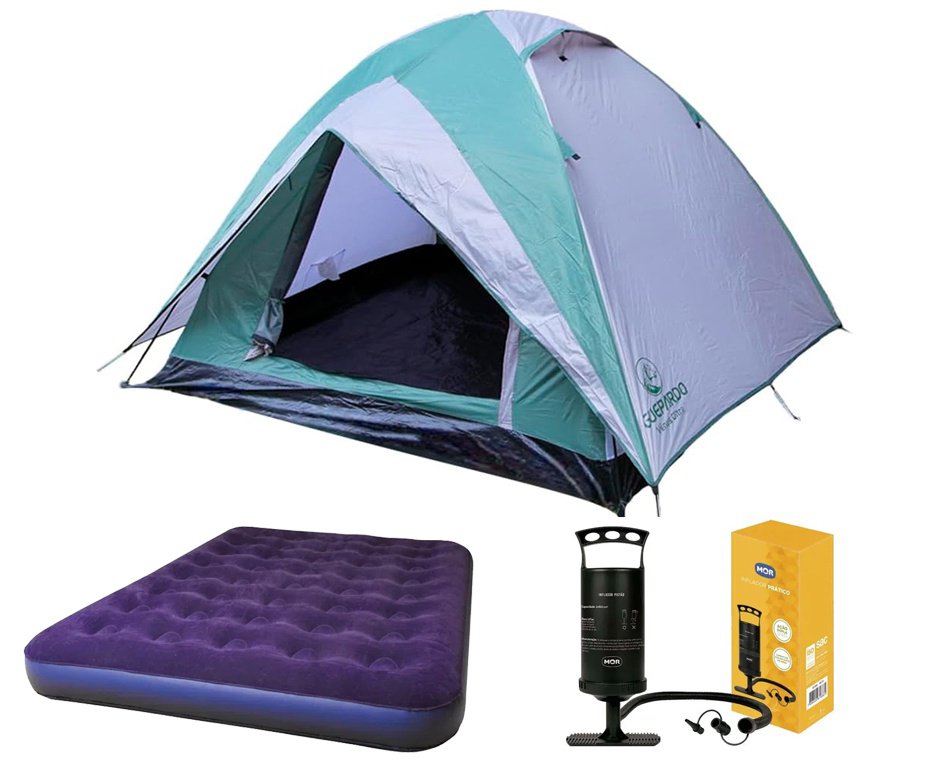 Barraca Guepardo News Vênus Ultra PRO 3 Pessoas 2500mm + Colchão de Casal + Bomba de Ar