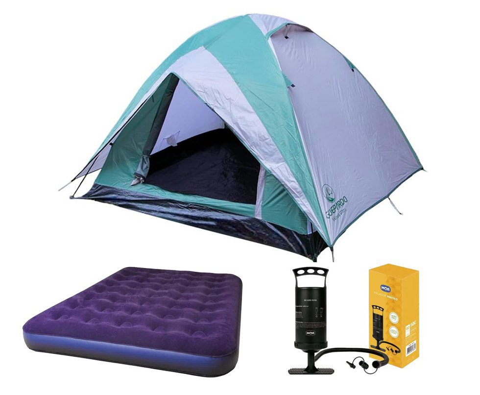 Barraca Guepardo News Vênus Ultra PRO 3 Pessoas 2500mm + Colchão de Casal + Bomba de Ar