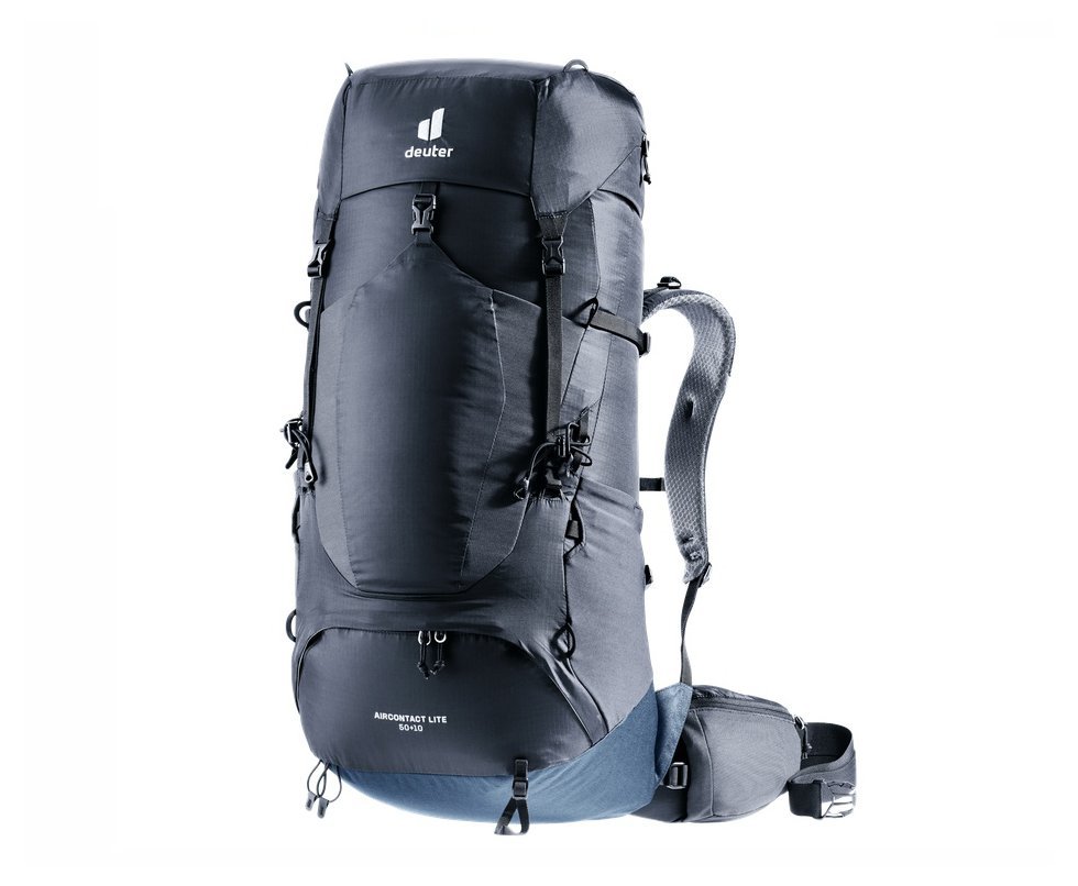 Mochila Aircontact Lite 50+10 litros Cargueira Preto/Azul - Deuter