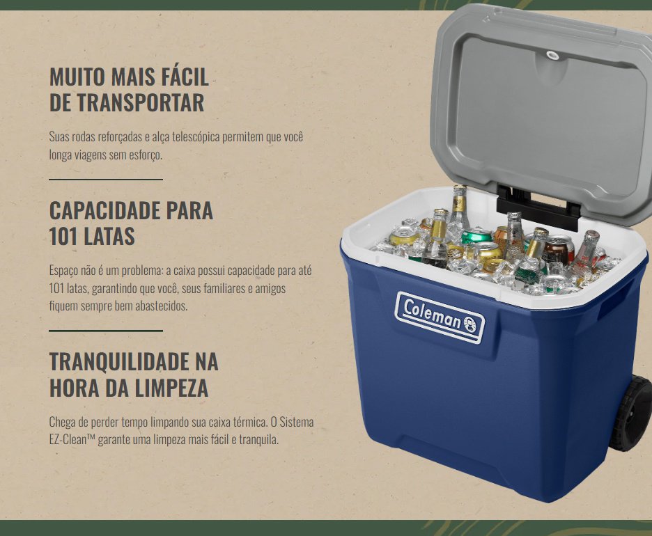 Caixa Térmica 316 Séries com Rodas 65 QT 61,5L Lakeside - Coleman