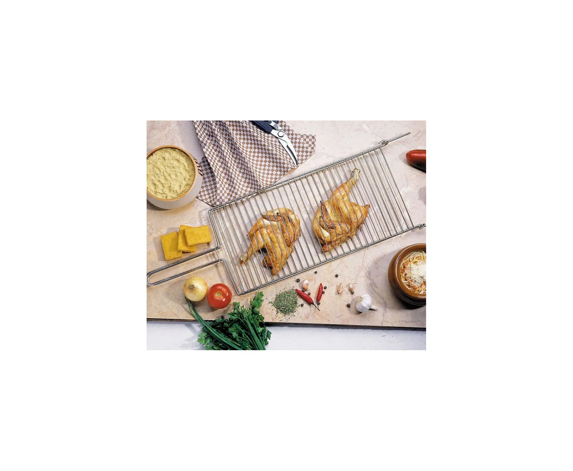 Grelha Parrilla 03 Ref. 003103 - Mor + Kit Churrasco Inox 3 Pcs Essencial UD 3701 - Fixxar